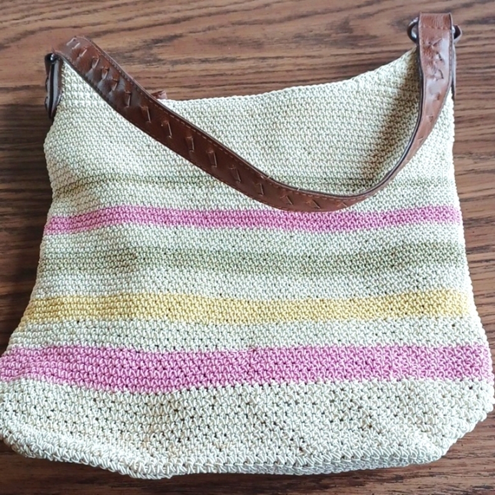 Jaclyn Smith Vintage Striped Knit Woven Shoulder Bag Purse
